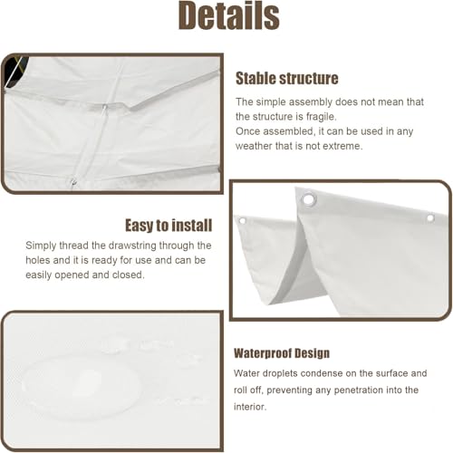 Toile d'ombrage rétractable 2x17m blanche imperméable pour pergola
