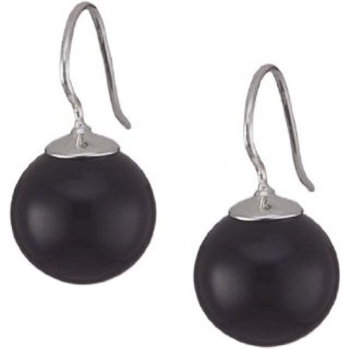 Vinani Boucles d'Oreilles Pendantes - Boule - Onyx noir - Argent 925 - OOY