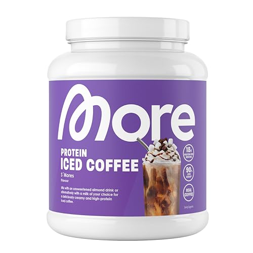 MORE Protein Iced Coffee, 500g, S'Mores, Eiskaffee mit wertvollen Proteinen, wenig Zucker und Fett - made in Germany