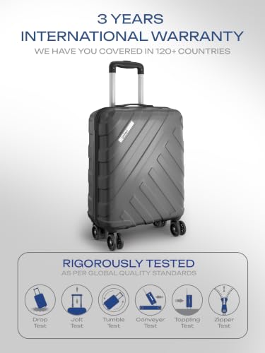 Image of Safari Cabin Voro 55cm Trolley Bag Hard Case Polypropylene, 8 Spinner Wheels, 360 Degree Wheeling Carry on Luggage, Travel Bag, Suitcase for Travel, Trolley Bags for Travel, Gunmetal