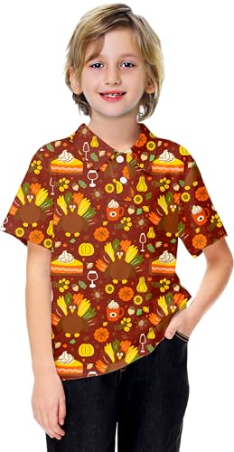 Image of AOBUTE Kids 4th of July Polo American Flag Short Sleeve Button Down Shirts Tops 3-14 Years