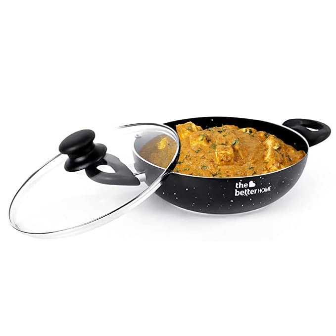 The Better Home Granite Non Stick Kadai with Lid 24cm Induction Kadai