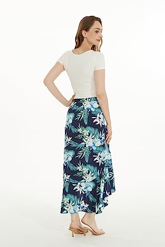 Matchable Couple Hawaiian Luau Shirt or Wrap Skirt in Orchid Breeze Navy3