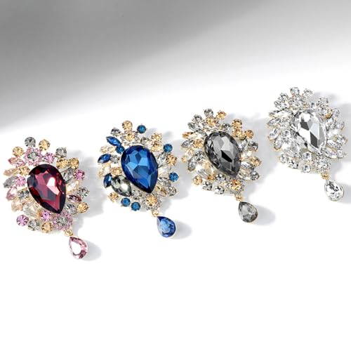 Image of Sparkling Crystal Brooch Pin Vintage Rhinestone Bridal Brooch Lapel Pin Large Crystal Gemstone Flower Brooch Clothing Hat Bag Suit Dress Clothing Jewelry for Women