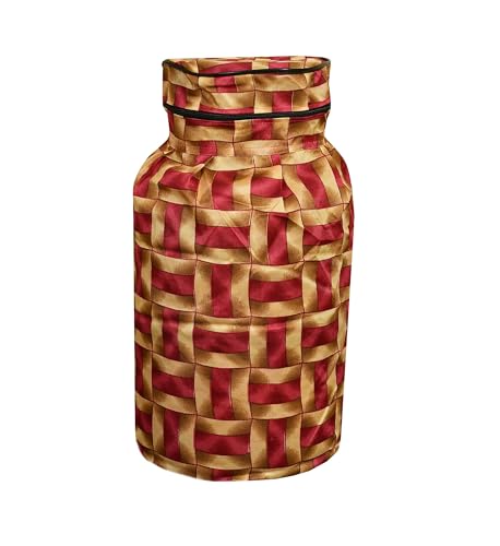 Image of Woah Cotton DustProof and Dustproof LPG Gas Cylinder Cover| Top Design Stain| Dust| DustProof PVC LPG Gas Cylinder Cover, Polyester Gas Tank Cover Fits StandardG (Pack of 2, Red Golden)