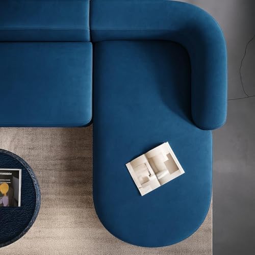 Image of Modern Classic L Shape Sectional Sofa Set, Chesterfield Style 4 Seater Sofa Set with Pillows for Living Room, Bedroom and Office, Office, and Hallway Colour (Blue L Shape AI)
