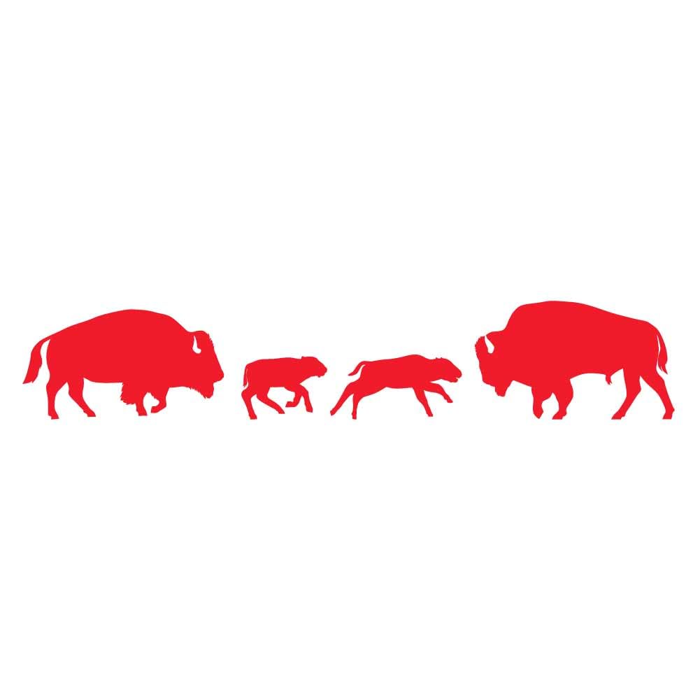 Dark Spark Decals American Bison, Buffalo Family of Four 10 inch Red Indoor Outdoor Vinyl Decal