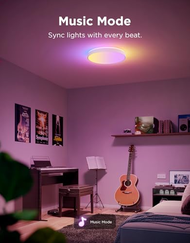 Image of Govee Smart Ceiling Light 4300LM 15 Inch, RGBIC 2700K-6500K 1 Pack | LED Ceiling Light Fixture Works with Matter Alexa, Flush Mount Light Fixture, DIY Colors, for Bedroom, Living Room