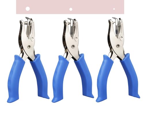 KINGSUPER 3 Pcs Single Hole Punch 1/4 1/8and 1/16Small Hole Puncher for Circle Holes DIY Craft Tag (Blue)