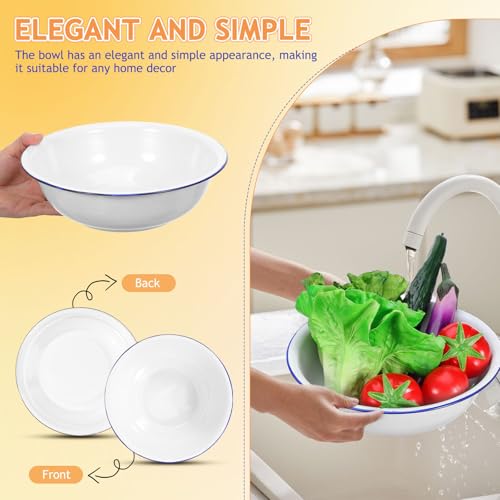 Tazón de esmalte blanco retro 30 cm para mezclar miniatura 3