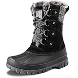 FREE SOLDIER Women's Waterproof Winter Cold Weather Snow Boots for Women Outdoor Fashion Duck Boots Comfortable Insulated(Black 10)