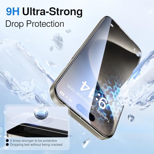 Image of SMARTDEVIL Screen Protector for iPhone 15 Pro (3-Pack), HD Clear 9H Aluminosilicate Tempered Glass, SmartPull Box Dust & Bubble-Free Installation, Case-Ready Fit