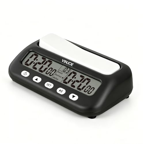 Image of VINJOE Chess Clock Digital Chess Timer Professional for Board Games,Portable Digital Chess Clock & Game Timer with Basic,Bonus,Delay and Positive Time Features Best Gifts for Christmas(Without Battery