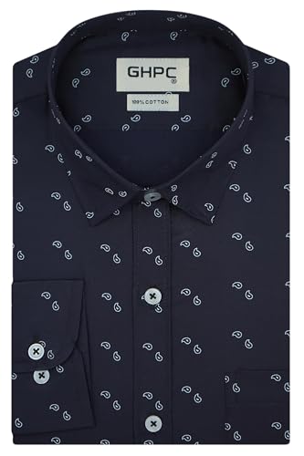 Image of GHPC 100% Cotton Block Print Full Sleeves Regular Fit Formal Shirt for Men