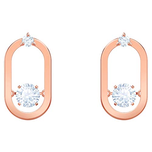 SWAROVSKI Sparkling Dance Pierced Earrings, White, Rose-Gold Tone Plated