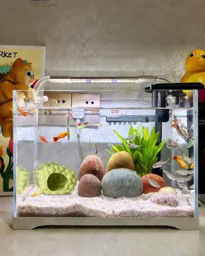 Image of Ceramic Aquarium Decor Cute Grape Green Betta Fish Tank Hide