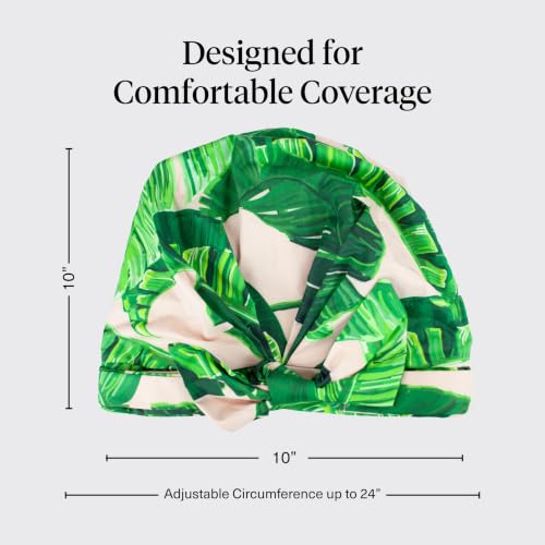Image of Kitsch Luxury Large Shower Cap for Women - Palm Leaves | Shower Caps for Women Reusable Waterproof - Non-slip, Comfortable Quick-dry Hair Shower Cap for All Hair Types