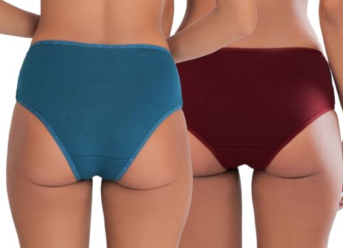 Image of EL ELGANTEWomen's Seamless Mid Waist Hipster Panty Combo in Super Soft Cotton Blend | Hipster Panty | Pack of 2 | Multicolor