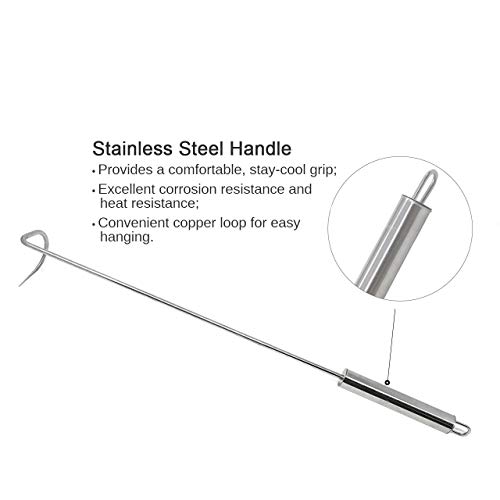 Food Flipper Turner Hooks Stainless Steel BBQ Meat Hook Cooking Barbecue Turners Hooks Grill Accessories for BBQ Steak,Tri-Tips, Patties Sausages Ribs Chicken Breast Roasts Bacon Veggies and More - Thumbnail 7
