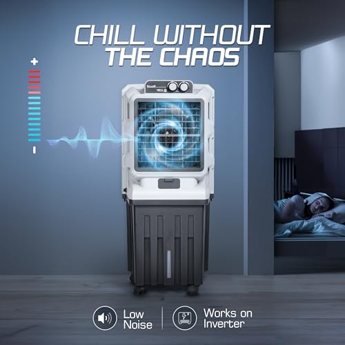 Image of SUMMERCOOL Solitaire Tower Air Cooler with Wheel | Automatic Water inlet | Auto Swing | 30ft Air Throw | Inverter Compatible | Honey Comb | 12 inch Fan | Ideal for Living Room | 75Ltr tank