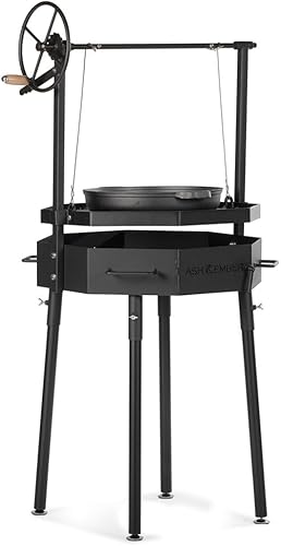 TITAN GREAT OUTDOORS Ash & Ember - Parrilla de Santa María, parrilla de fuego abierto de estilo argentino, parrilla de cocción ajustable con