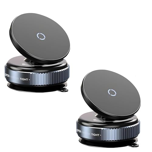 Image of PLAYPULSE (1 Year Warranty) 2-Pack 360 Vacuum Magnetic Mobile Stand - Compact Suction Cup Phone Mount for Hands-Free Use in Gym, Shower, or Mirror - Fits All Smartphones (Non-Extended)