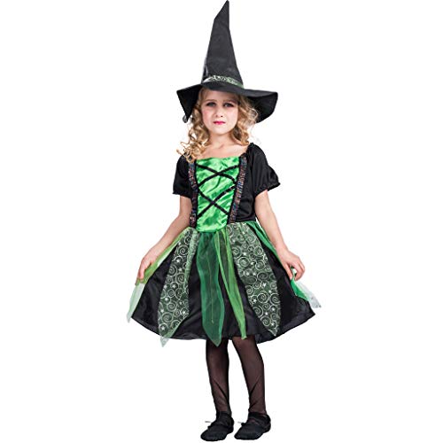 EraSpooky Children Girl’s Halloween Birthday Party Costume Selection (Groovy Witch-Green, Medium)