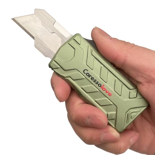 Image of Caressolove Self Retracting Razor Blades Utility Knife, EDC Box Cutters Retractable Heavy Duty, Best Automatic Boxcutter for Cardboard, Replaceable Blade Work Construction Knife With Belt Clip
