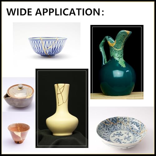 iienjoy Kintsugi Repair Kit, 4 Colors Food Safe Kintsugi Kit Repairs Broken Ceramics, Jade, Glass, Meaningful Pottery, Kintsugi Gold Glue for Ceramics and Porcelain Repair Perfect for Beginners — view 6
