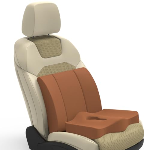 Image of Pillow Kit Memory Foam Back Support and Siting Cushion Ergonomic Adjust Sitting Position Relief Pain for Car or Office Chair. (Majestic tan, Lumbar)