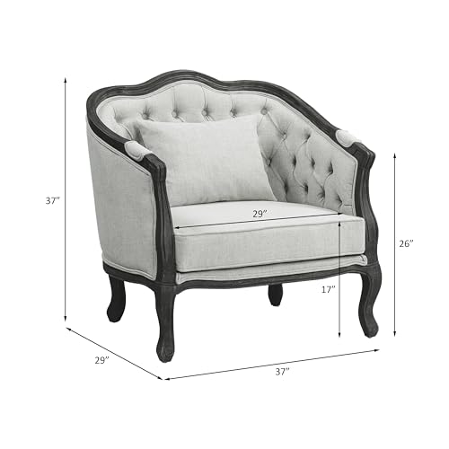 Sillón tapizado gris con respaldo capitoné marrón miniatura 3