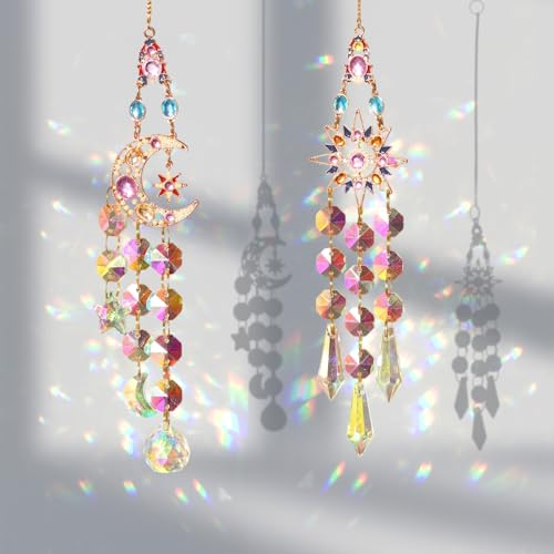 2 Pièces Attrape-Soleil en Cristal, Sun Catcher, Attrape Soleil Cristal Suspendu, Suncatcher Pendentif, Attrapes Soleil pour Décoration de Maison, Fenêtre, Jardin, Noël, Quotidienne et Mariage