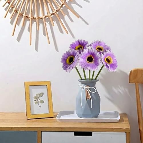 Image of Artificial Gerbera Flower Sticks (Pack of 5) for Home Decor | Realistic Faux Flowers for Vases | Wedding, Office, Living Room & Party Decoration | Long-Lasting, Washable & Reusable