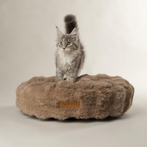 Scruffs Luxury Alpine Round Small Dog or Cat Cushion (S), Taupe