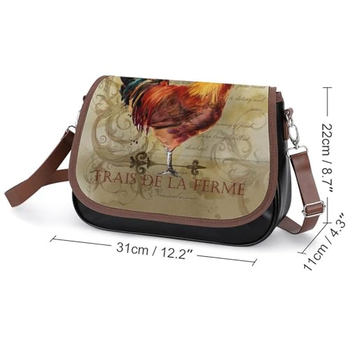 Sac messager imperméable en cuir motif coq vintage - 2