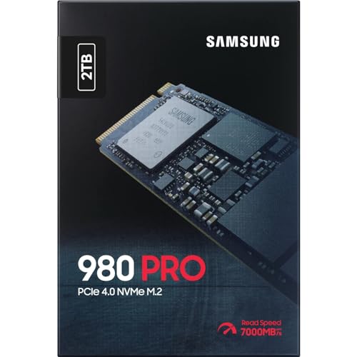 Image of Samsung 980 PRO SSD 2TB PCIe NVMe Gen 4 Gaming M.2 Internal Solid State Drive Memory Card,Maximum Speed,Thermal Control MZ-V8P2T0B /AM,(Pack of 10)
