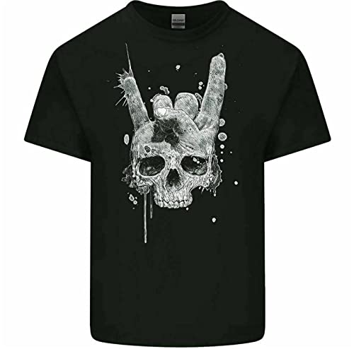 Rock Skull White Yellow Black Red Mens Women T Shirt 100% Cotton XS-XXXL Rock n Roll Music Salute Punk Electric Guitar Heavy Metal tee Cover