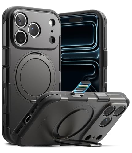 Image of Ringke Alles for iPhone 17 Pro Max Case Back Cover [Strong Magnet] [Built-in Kickstand] Shockproof Protection Bumper with Adjustable Angle Stand Compatible with Magnetic Accessories - Gun Metal