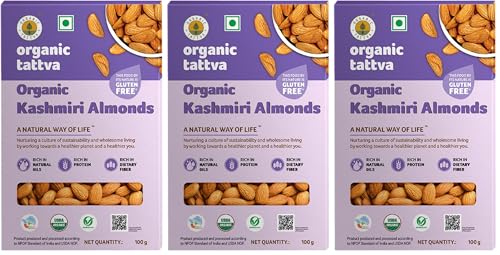 Image of ORGANIC TATTVA - Kashmiri Whole Mamra Almonds /Badams (250G, Pack Of 3) - Fresh,Nutritious,Delicious,Crunchy - Certified Organic,Non-Gmo,No Preservatives (Packaging might Vary)