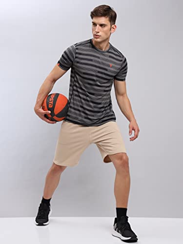 Image of TECHNOSPORT Men Polyester Regular Fit Half Sleeve Jacquard T-Shirt with Double Cool, Quick Dry & Anti Microbial for Sports, Running & Casual Use