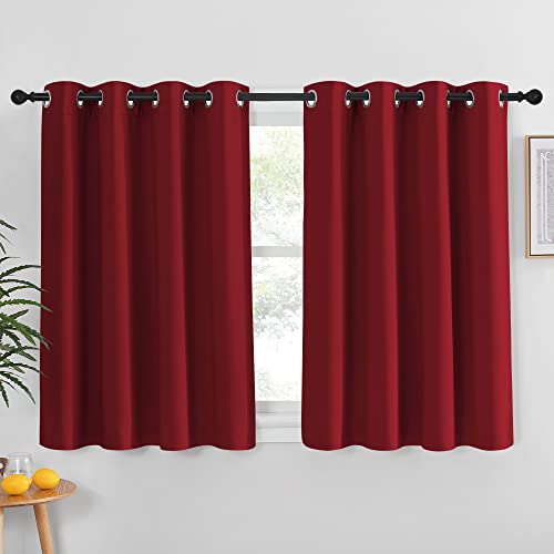 NICETOWN Blackout Drapery Curtain Panel - Thermal Insulated Solid Grommet Blackout Curtain/Panel/Drape for Living Room(Single Panel, 52 by 54-inch, Burgundy Red)