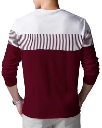 Image of Noble Monk Men Full Sleeve Round Neck T-Shirt | Printed Sleeves |Regular fit Tshirt for Men