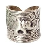 NOVICA Artisan Handmade .925 Sterling Silver Wrap Ring Fair Trade No Stone Thailand Aluminum Gray Glacier Grey Animal Themed 'Thai Forest Elephant'