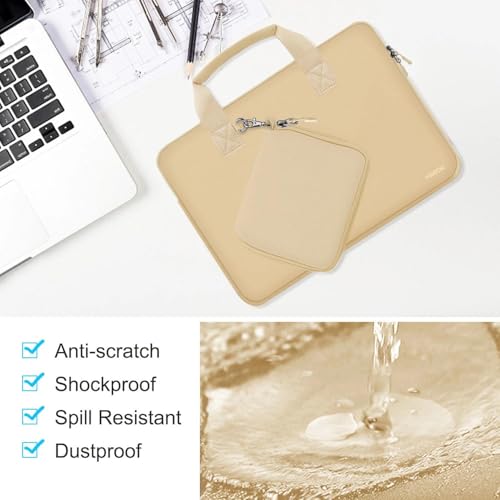 Image of Hseok Laptop Sleeve 13.3-14 inch Case with Small Pouch, Neoprene Computer Bag Compatible with MacBook Pro 14 inch M4 /M3 /M2 /M1 2025-2021, Mac Air /Pro 13.3 inch and Most 13-14 inch Notebooks,Champagne