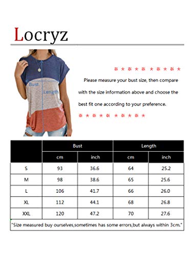 Camisetas de manga curta casuais femininas com nó lateral e contraste de cores para o verão Locryz,