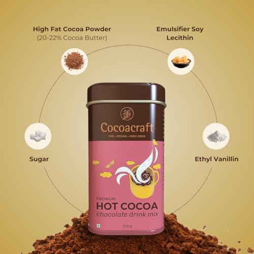 Image of Cocoacraft Hot Cocoa Chocolate Mix (300g) Drinking Hot Chocolate Mix with 22% Cocoa Butter |100% Natural | Handmade Artisanal Cocoa Mix from Kerala.