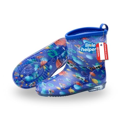 Gebol Kinder Gummistiefel wasserdicht mit rutschfester Sohle leichte Outdoor Regenstiefel Kinder für Mädchen & Jungen Matschstiefel Little Helpers