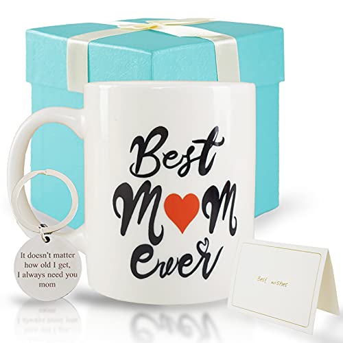 Mhrevyi Best Mom Ever Coffee Mugs Gifts Set from Daughter and Son - Cute Birthday Gift Cup for Women - Funny Christmas Day Gift for Stepmom - Mother in Law- Novelty Ceramic Mug White 11oz