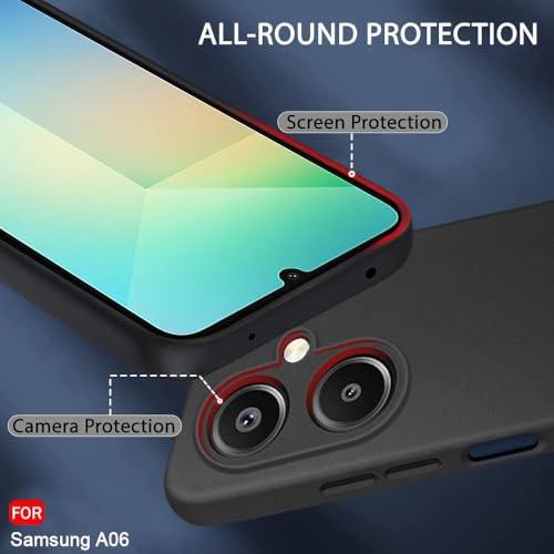 Image of TheGiftKart Sleek Back Cover Case for Samsung Galaxy A06 | Slim Fit Protective Design | Ultra Matte Finish | Camera Protection Bump | Soft Silicon Back Cover for Samsung Galaxy A06 (Silicone, Black)