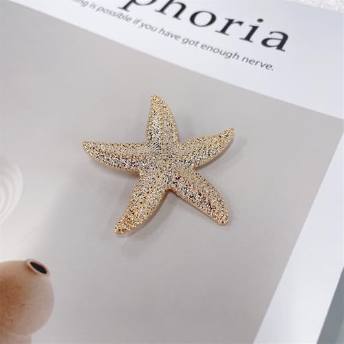 Vintage Starfish Brooch for Women Men Ladies Gold Plated Charm Sea Star Lapel Pin Party Dance Banquet Dress Suit Clothes Accessories Summer Ocean Beach Jewelry3